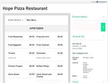 Tablet Screenshot of hopepizza.com